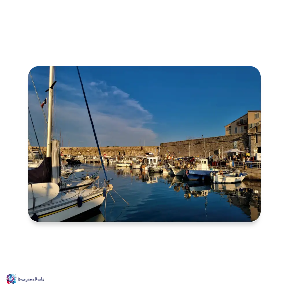 Antibes Harbor Rectangle Magnet - white