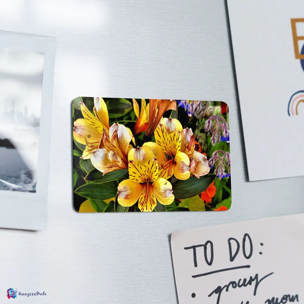 Aptos Golden Alstroemeria Rectangle Magnet - white