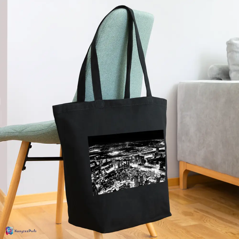 Dubai BnW From Burj Khalifa Eco-Friendly Cotton Tote - black