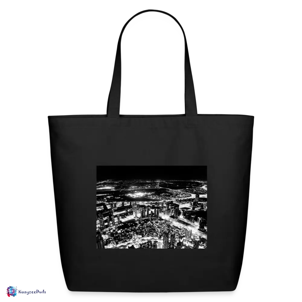 Dubai BnW From Burj Khalifa Eco-Friendly Cotton Tote - black