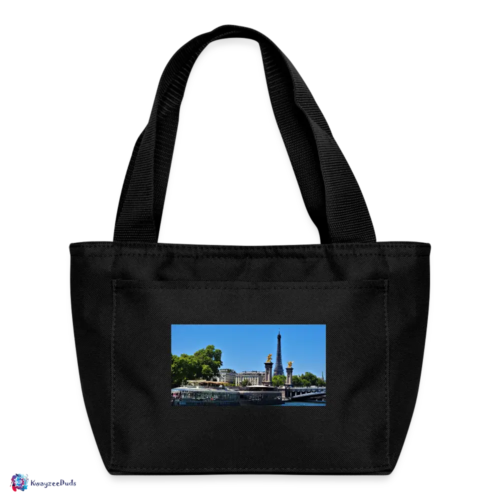 Eiffel Tower from Seine Lunch Bag - black