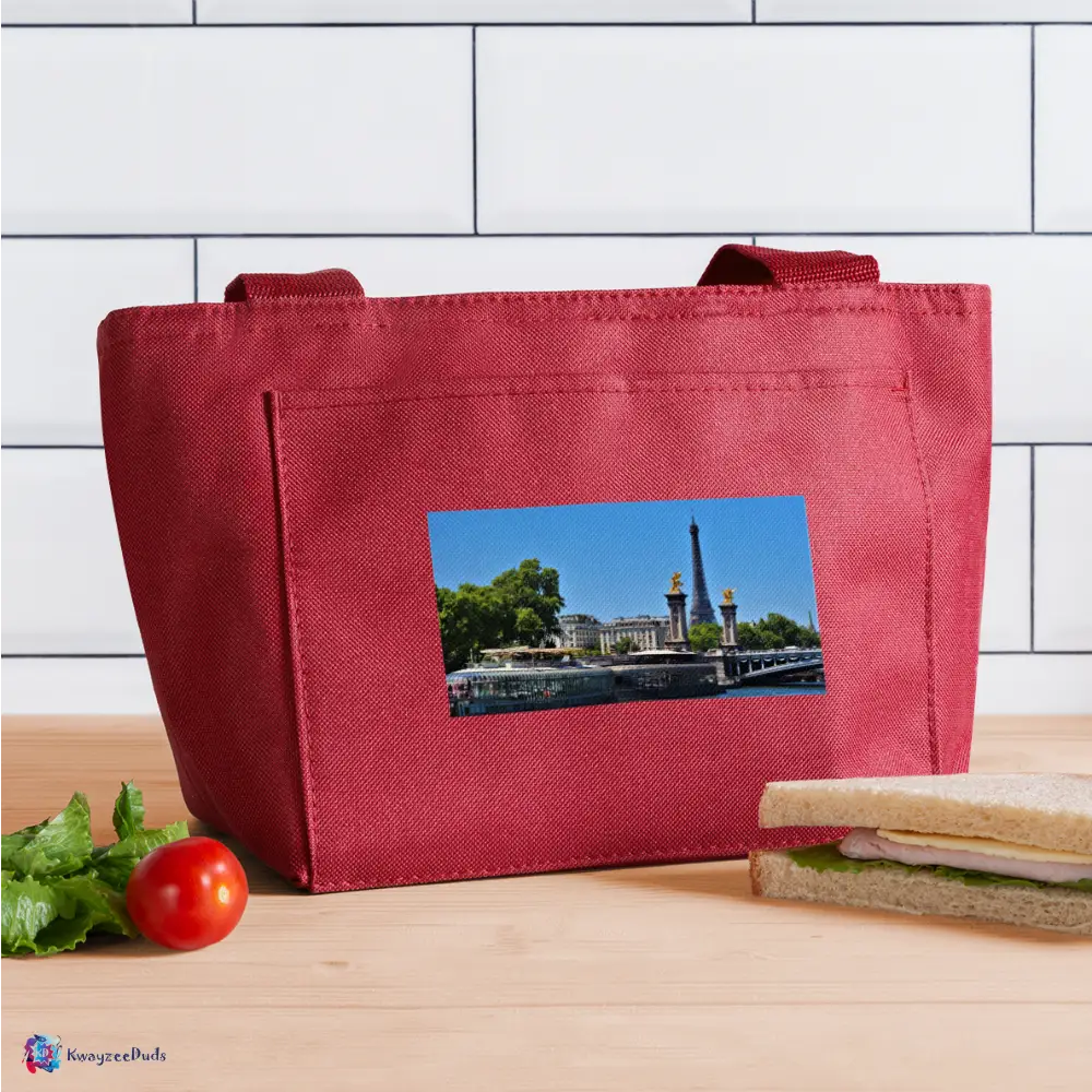 Eiffel Tower from Seine Lunch Bag - red