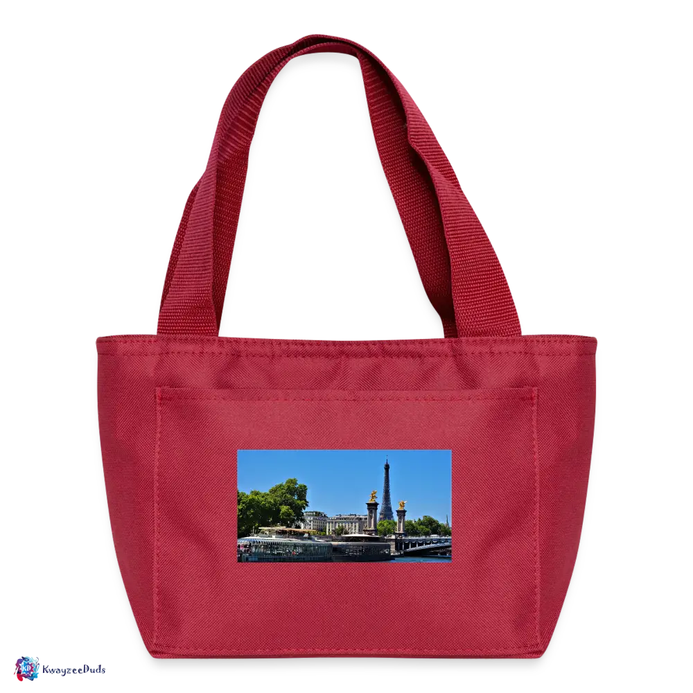 Eiffel Tower from Seine Lunch Bag - red