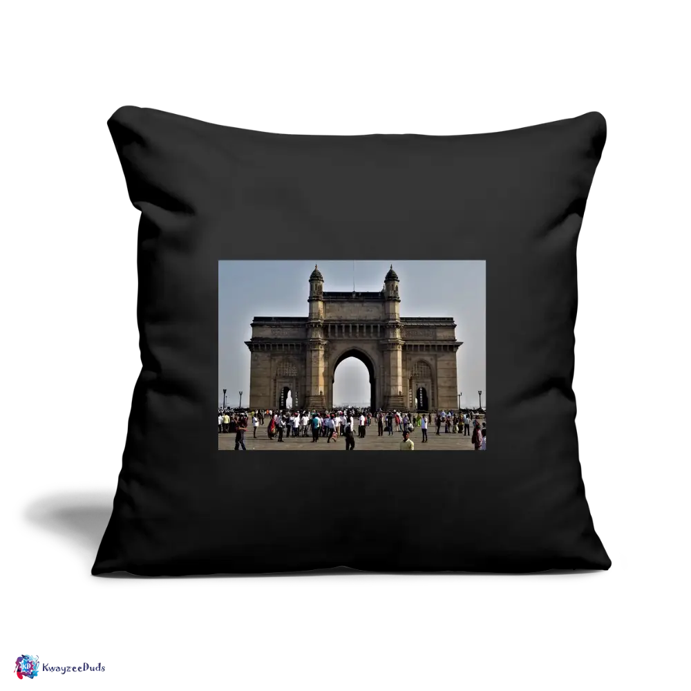 Gateway of India, Throw Pillow Cover 18” x 18” - black