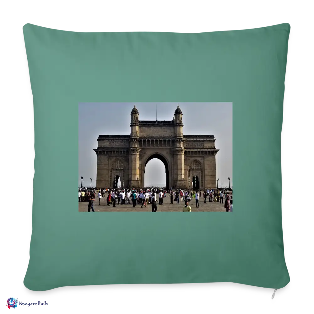 Gateway of India, Throw Pillow Cover 18” x 18” - cypress green