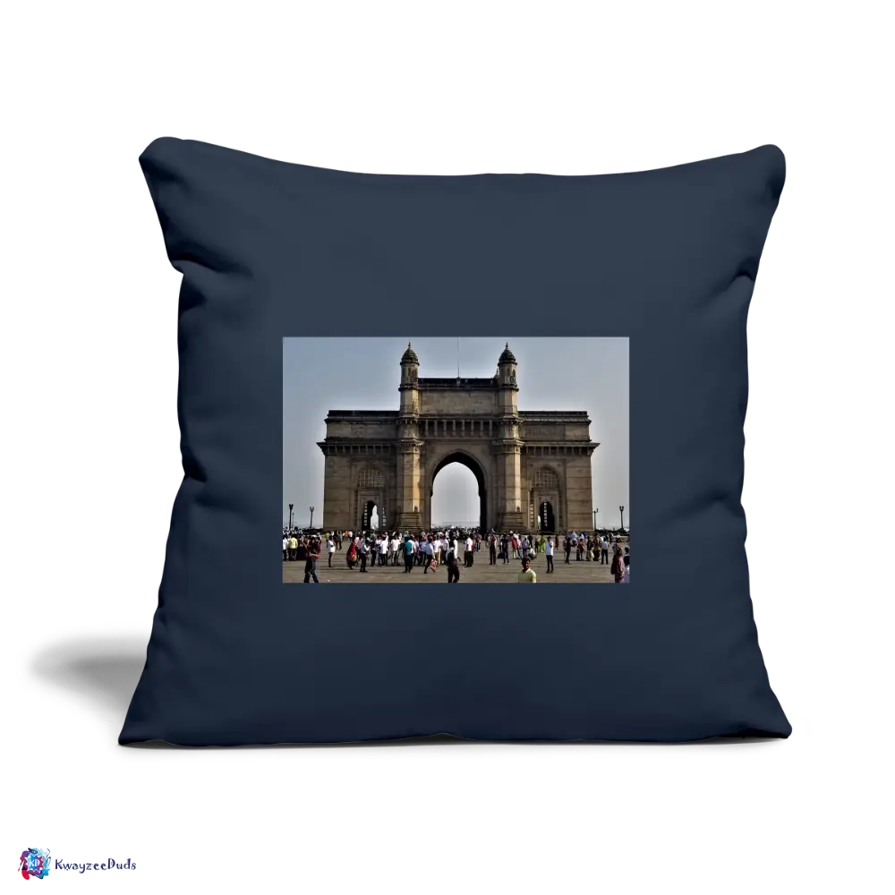 Gateway of India, Throw Pillow Cover 18” x 18” - navy