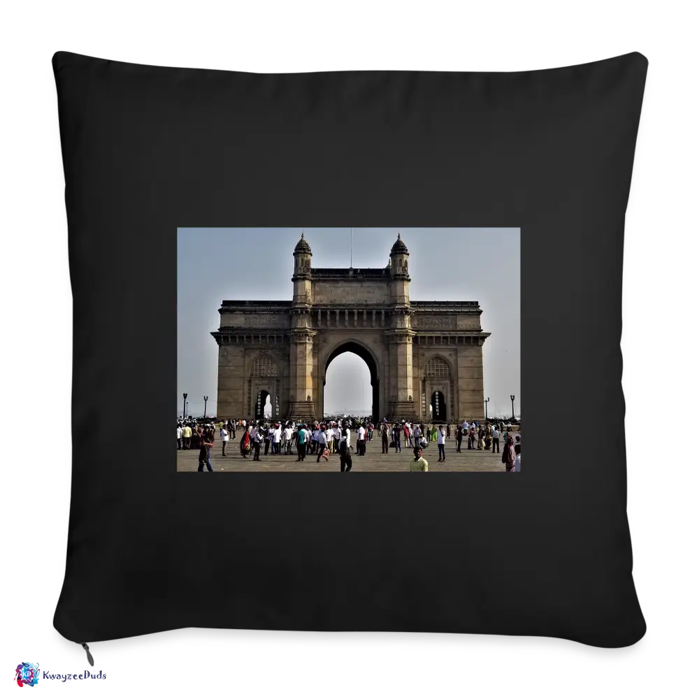 Gateway of India, Throw Pillow Cover 18” x 18” - black