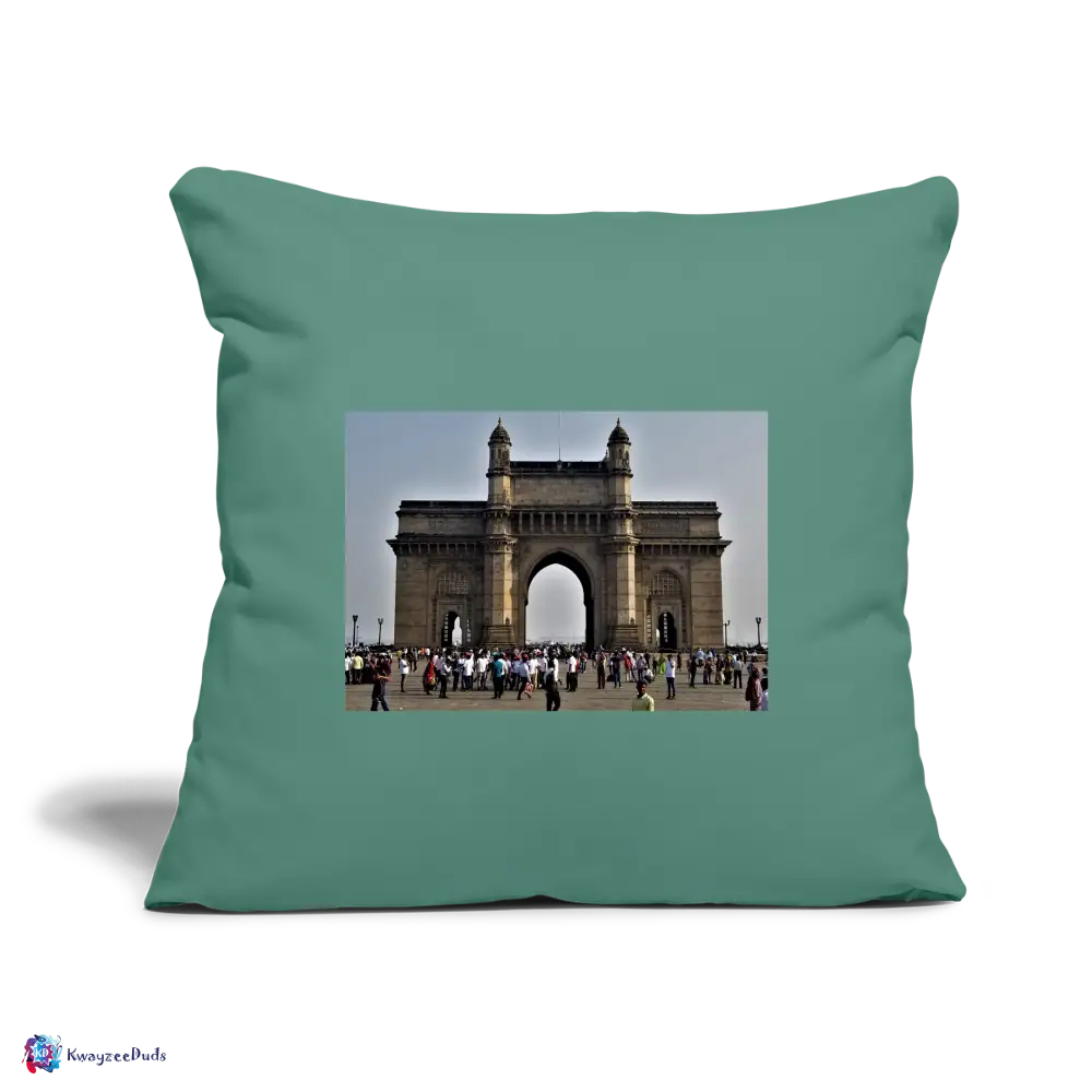 Gateway of India, Throw Pillow Cover 18” x 18” - cypress green