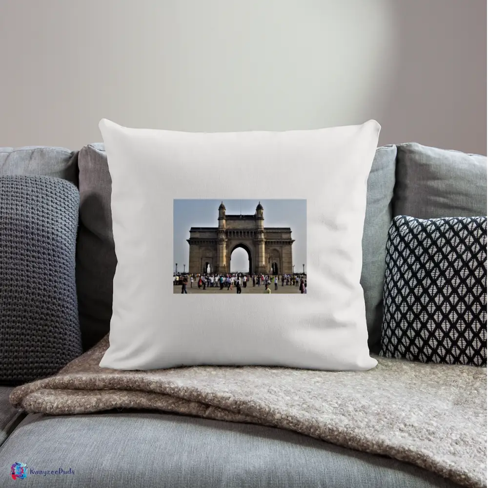 Gateway of India, Throw Pillow Cover 18” x 18” - natural white