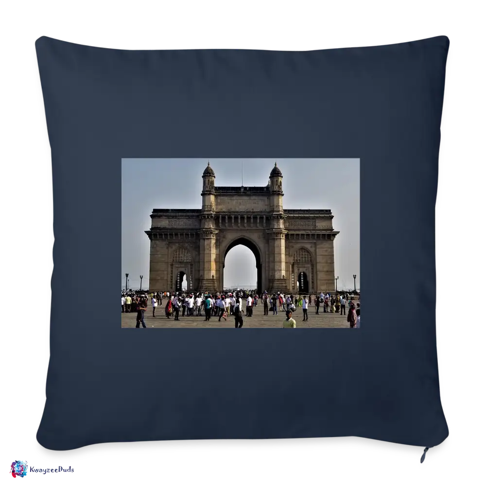 Gateway of India, Throw Pillow Cover 18” x 18” - navy