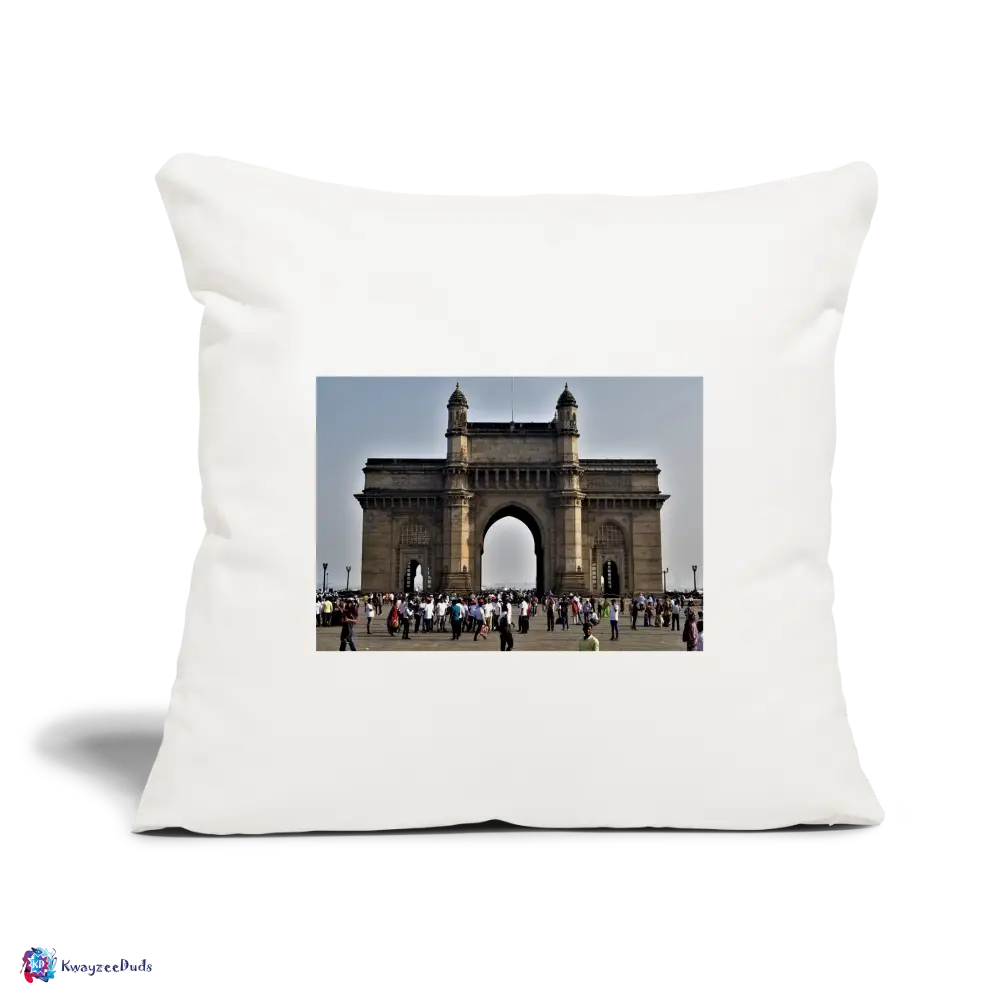 Gateway of India, Throw Pillow Cover 18” x 18” - natural white