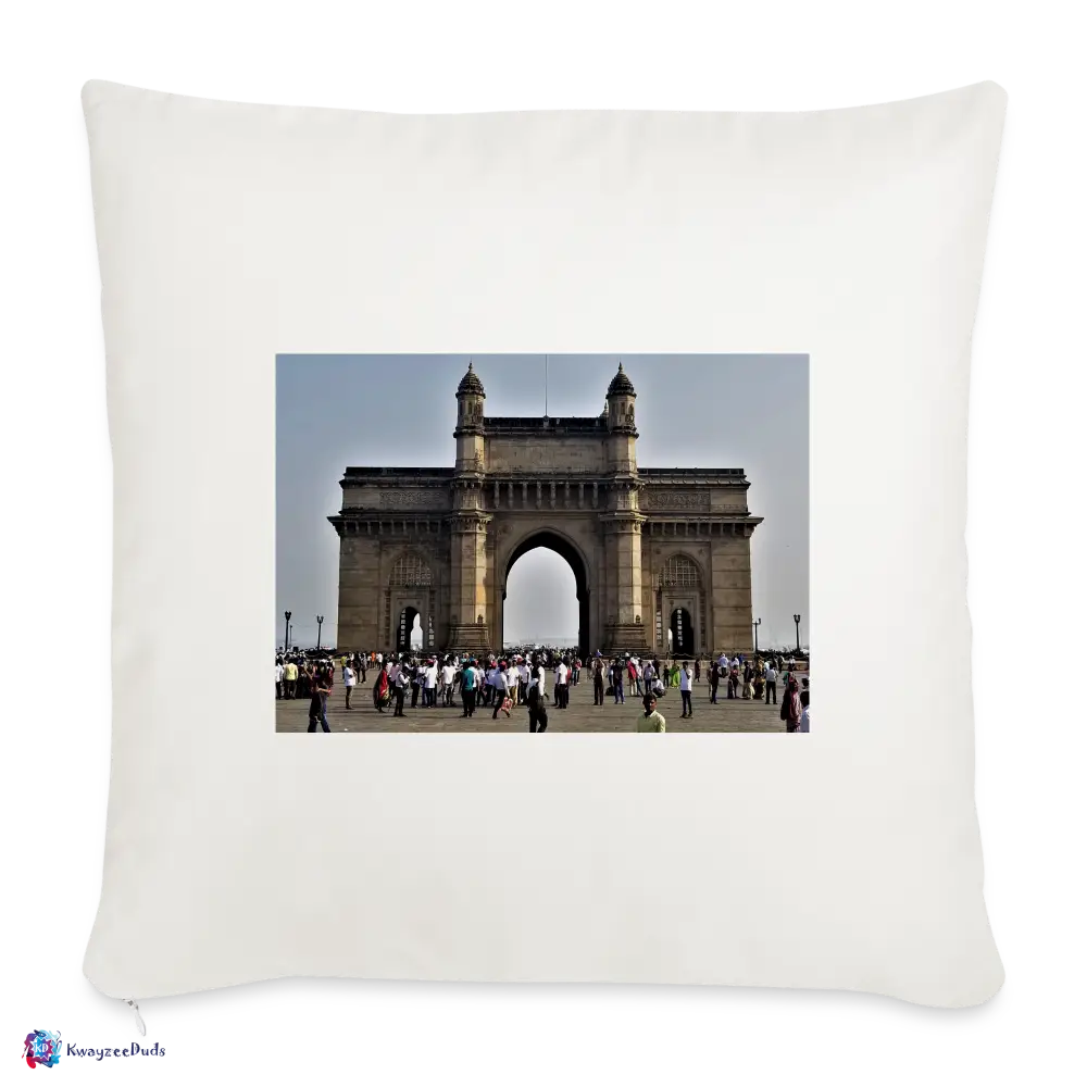 Gateway of India, Throw Pillow Cover 18” x 18” - natural white