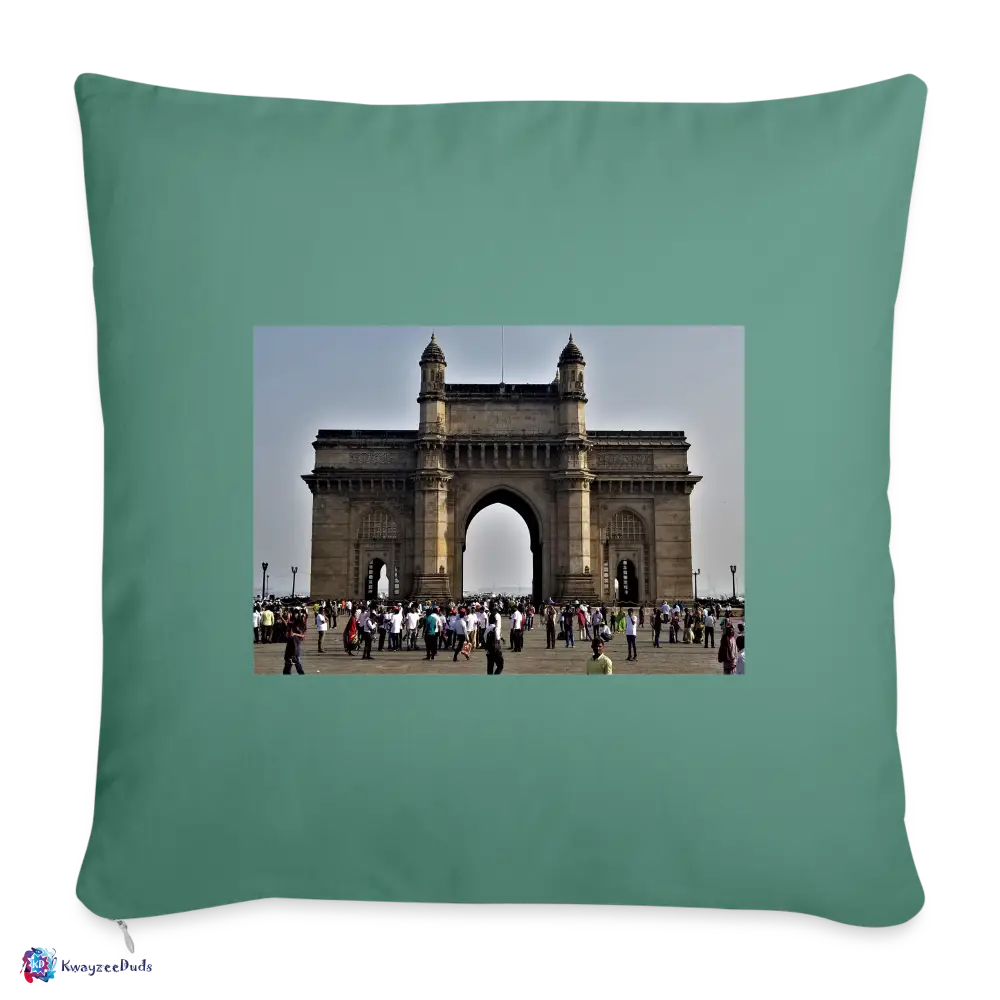 Gateway of India, Throw Pillow Cover 18” x 18” - cypress green