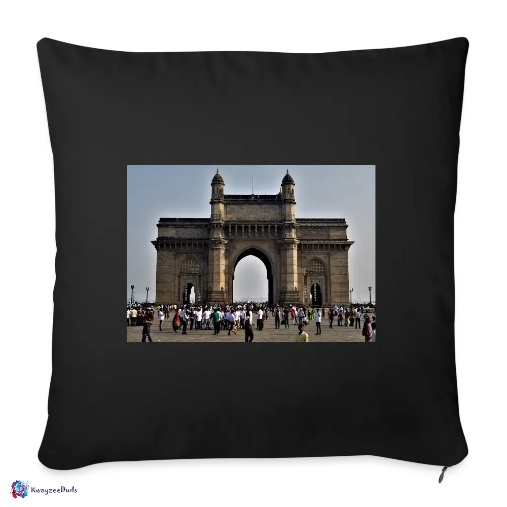 Gateway of India, Throw Pillow Cover 18” x 18” - black