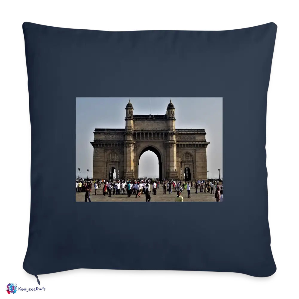 Gateway of India, Throw Pillow Cover 18” x 18” - navy