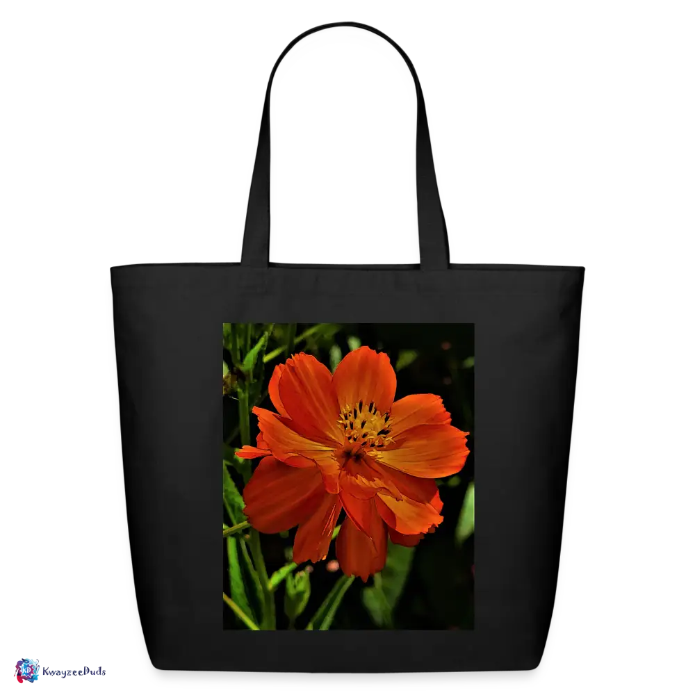 Giverny Sulfur Cosmos Eco-Friendly Cotton Tote - black
