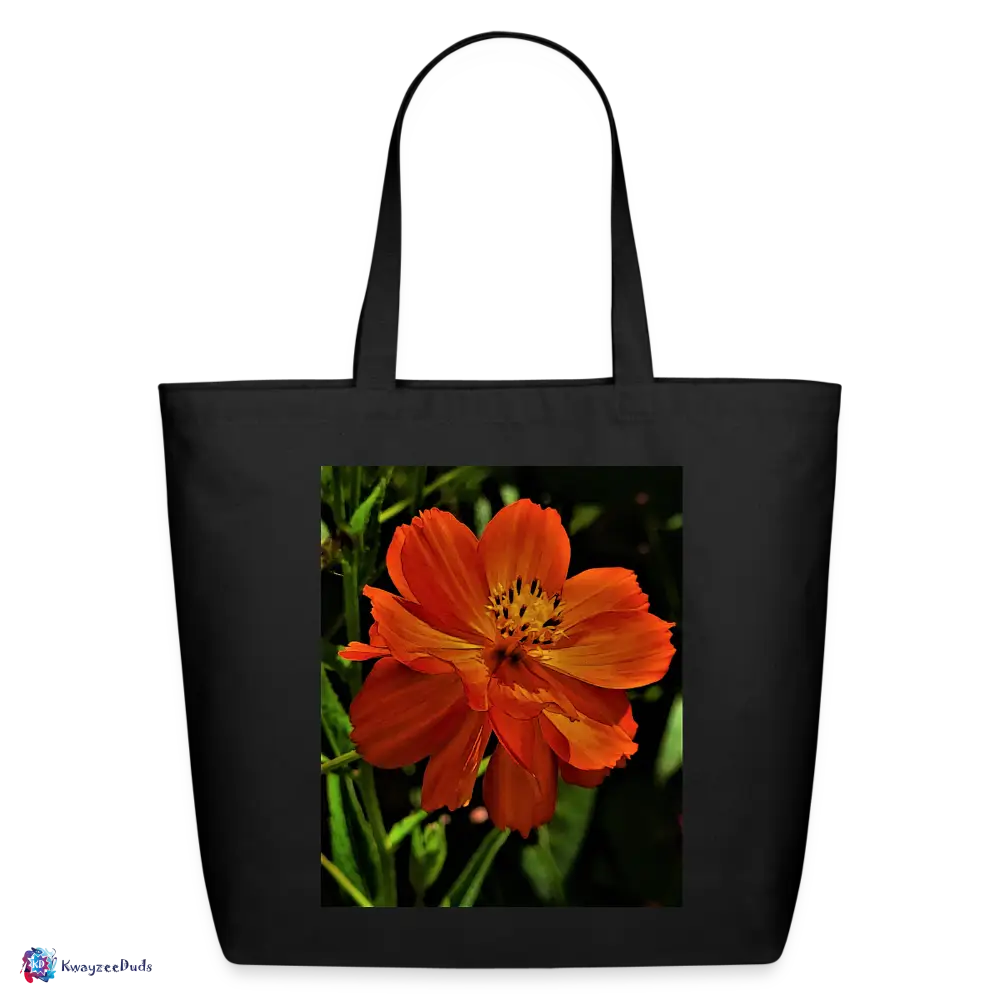 Giverny Sulfur Cosmos Eco-Friendly Cotton Tote - black