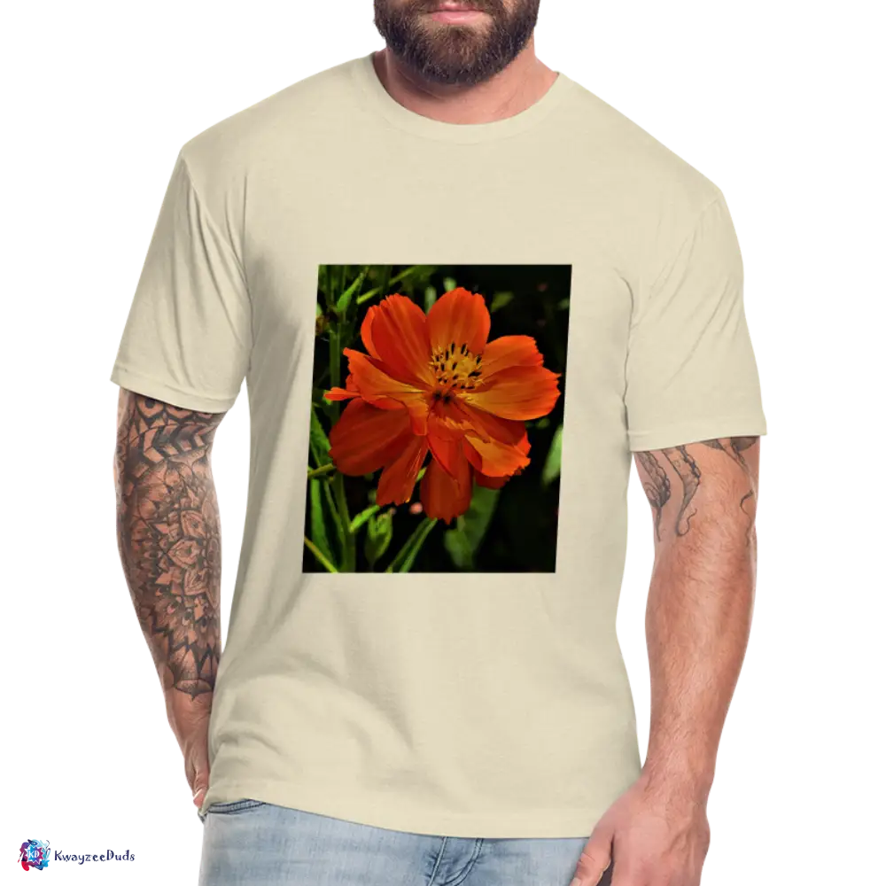 Giverny Sulfur Cosmos Fitted Cotton/Poly T-Shirt by Next Level - heather cream