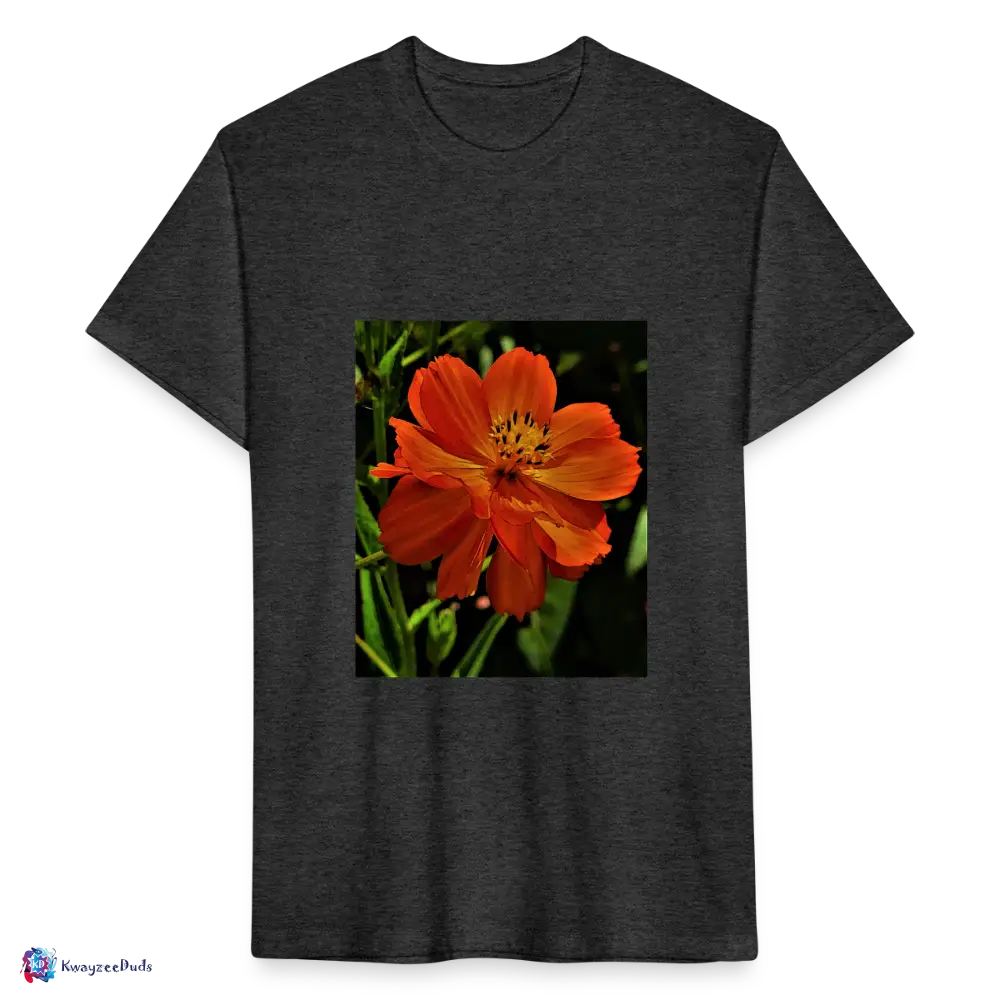 Giverny Sulfur Cosmos Fitted Cotton/Poly T-Shirt by Next Level - heather black