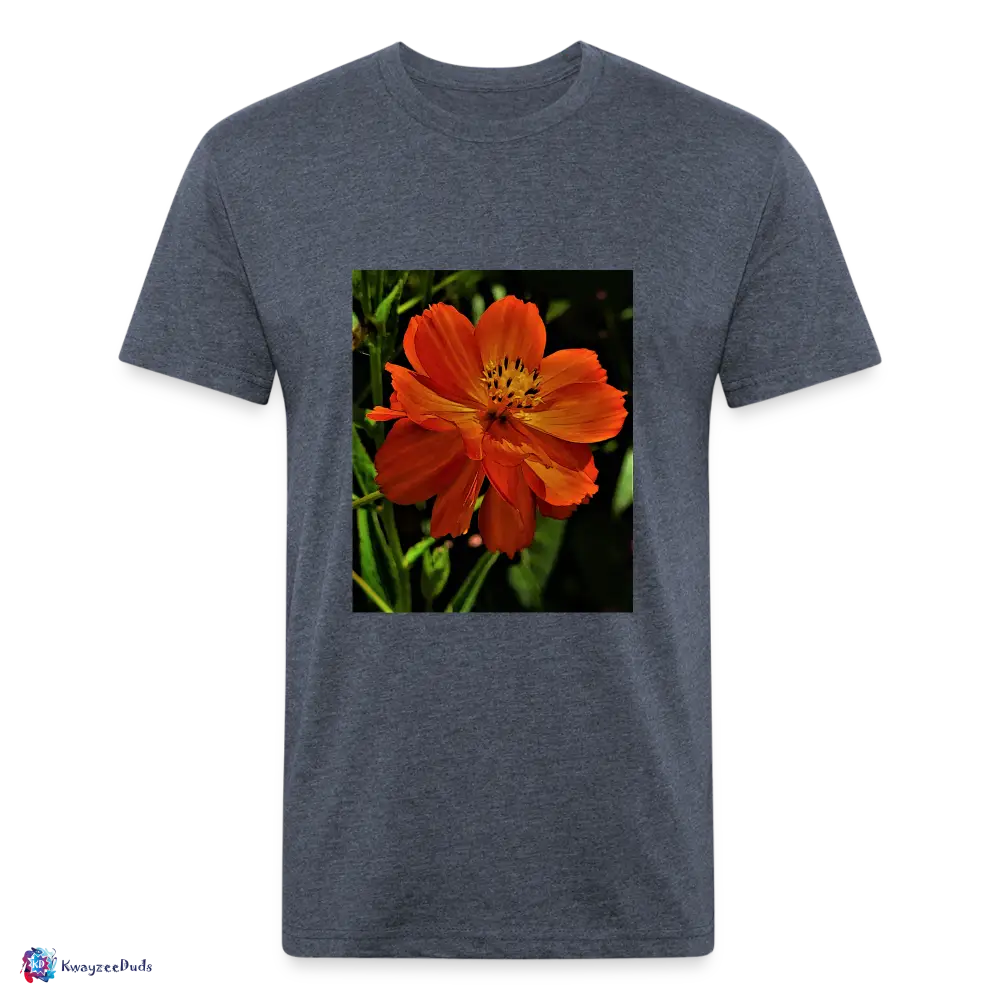 Giverny Sulfur Cosmos Fitted Cotton/Poly T-Shirt by Next Level - heather navy
