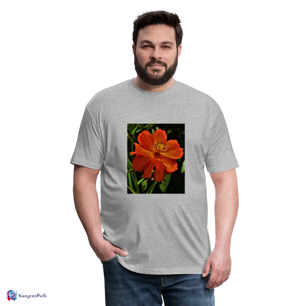 Giverny Sulfur Cosmos Fitted Cotton/Poly T-Shirt by Next Level - heather gray