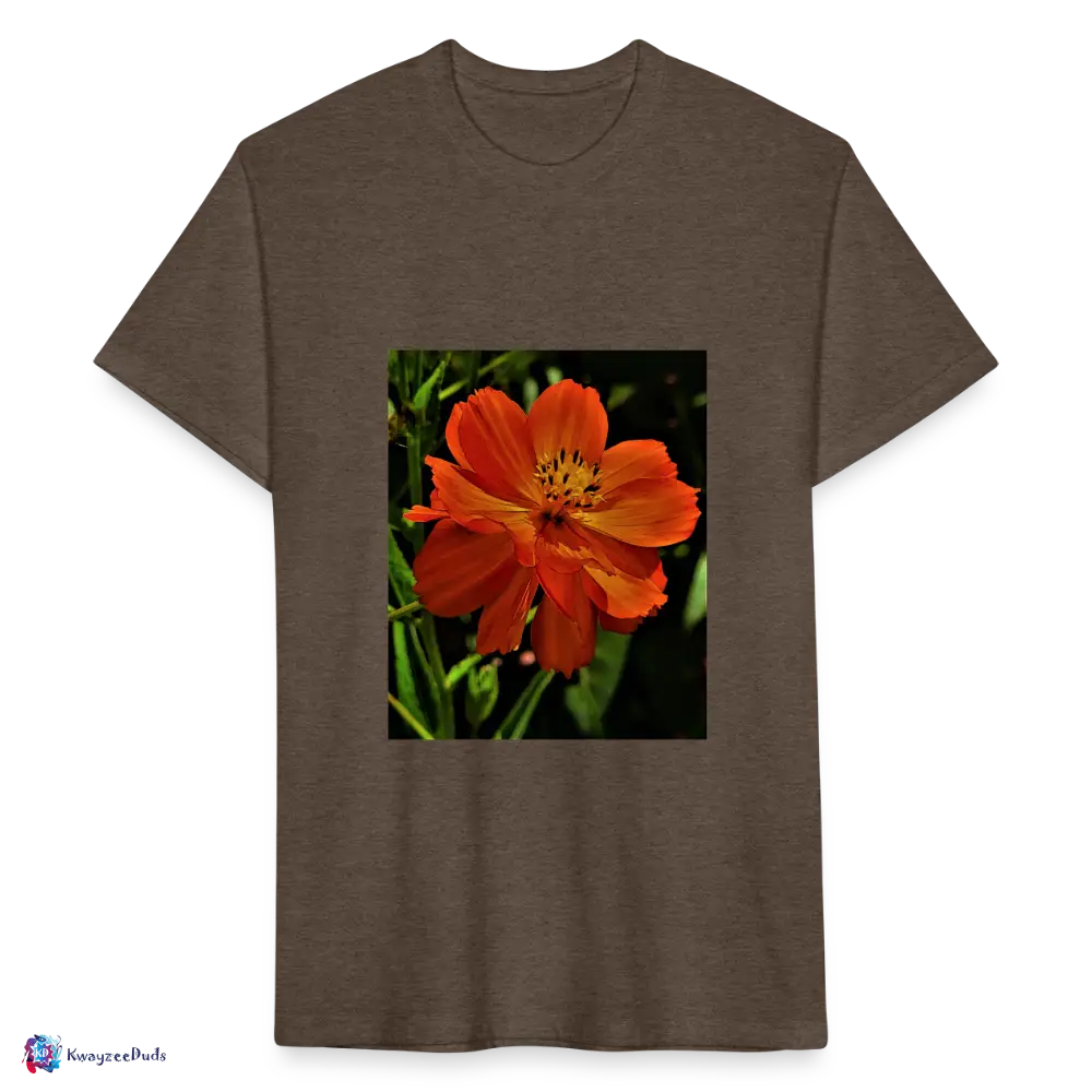 Giverny Sulfur Cosmos Fitted Cotton/Poly T-Shirt by Next Level - heather espresso