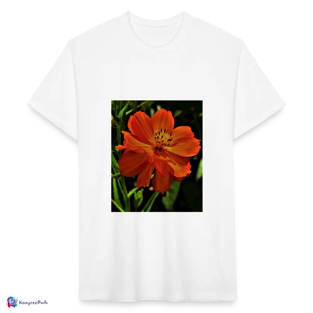 Giverny Sulfur Cosmos Fitted Cotton/Poly T-Shirt by Next Level - white