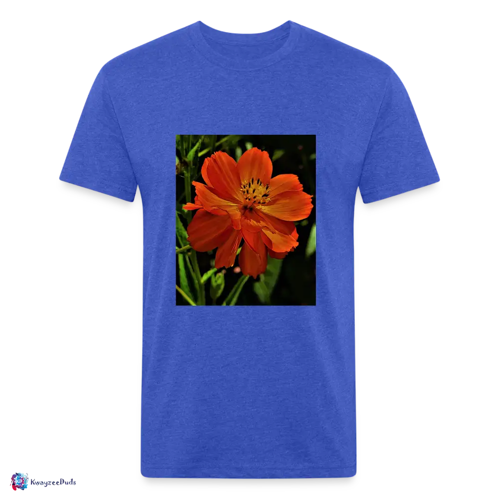 Giverny Sulfur Cosmos Fitted Cotton/Poly T-Shirt by Next Level - heather royal