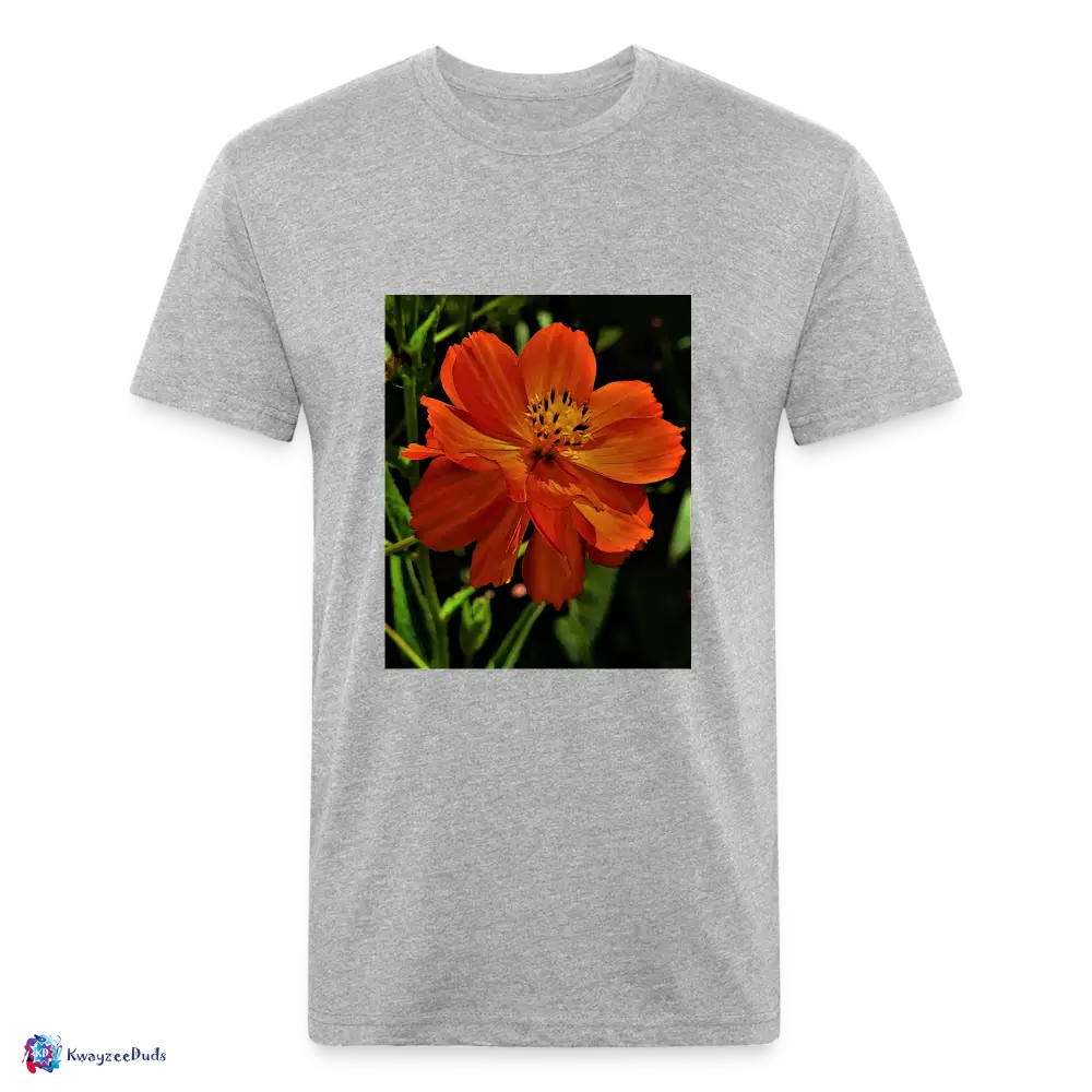 Giverny Sulfur Cosmos Fitted Cotton/Poly T-Shirt by Next Level - heather gray