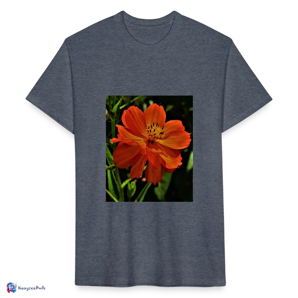 Giverny Sulfur Cosmos Fitted Cotton/Poly T-Shirt by Next Level - heather navy