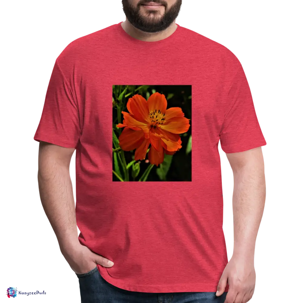 Giverny Sulfur Cosmos Fitted Cotton/Poly T-Shirt by Next Level - heather red