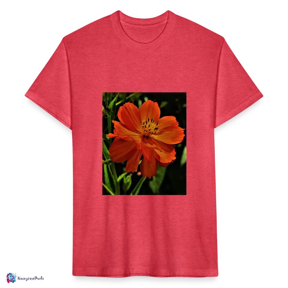 Giverny Sulfur Cosmos Fitted Cotton/Poly T-Shirt by Next Level - heather red