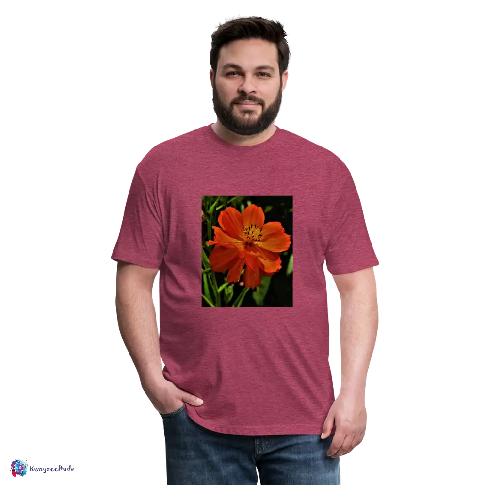 Giverny Sulfur Cosmos Fitted Cotton/Poly T-Shirt by Next Level - heather burgundy