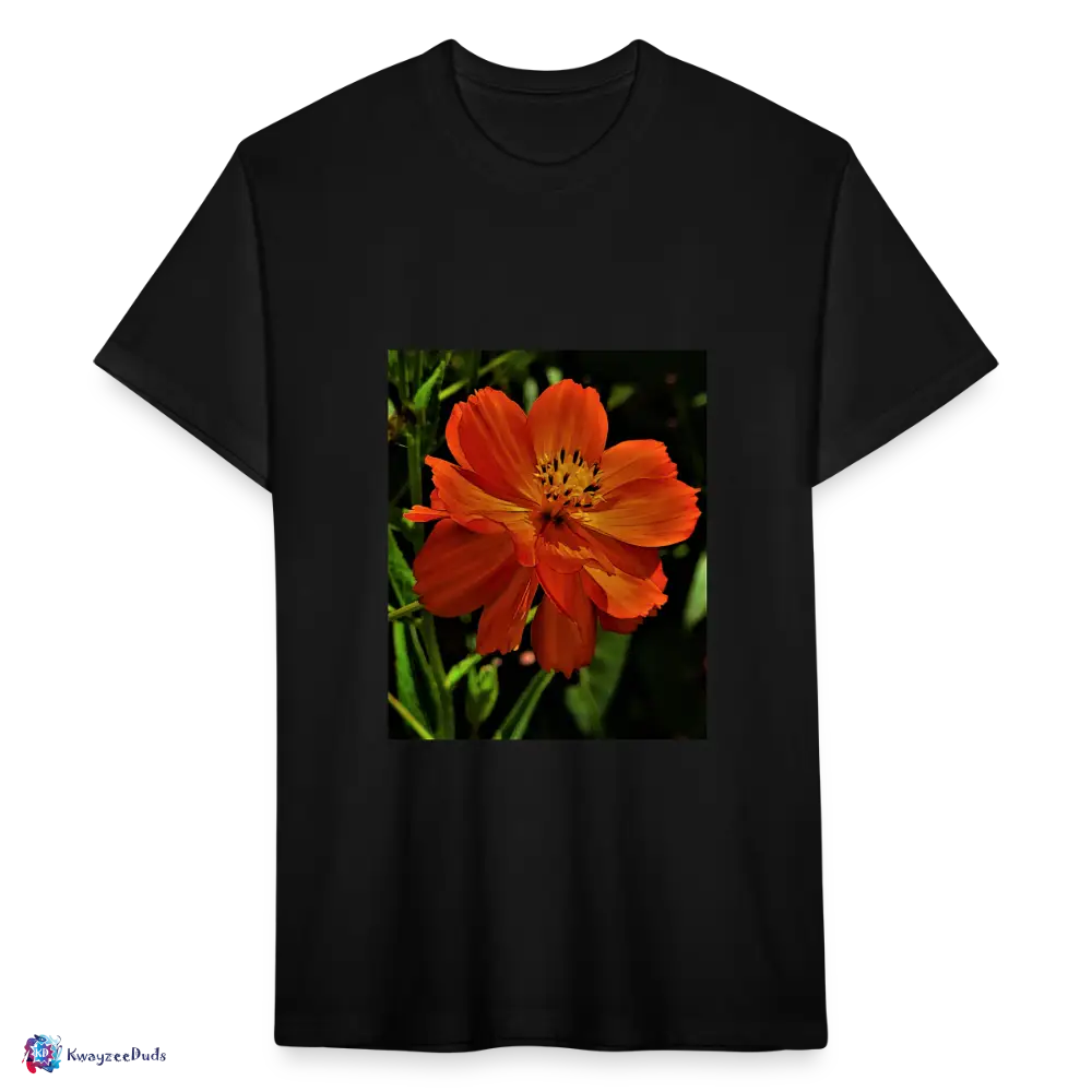 Giverny Sulfur Cosmos Fitted Cotton/Poly T-Shirt by Next Level - black