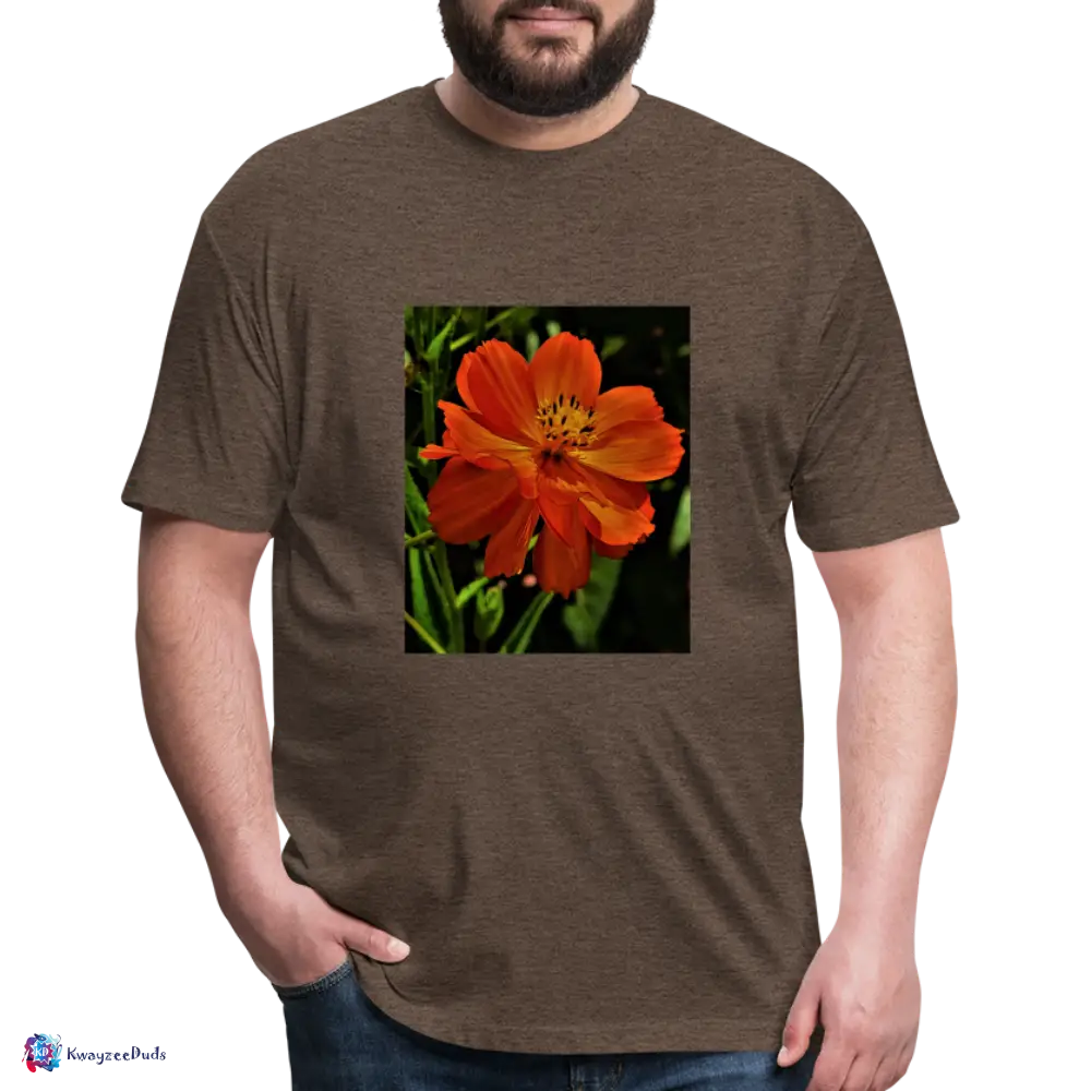 Giverny Sulfur Cosmos Fitted Cotton/Poly T-Shirt by Next Level - heather espresso