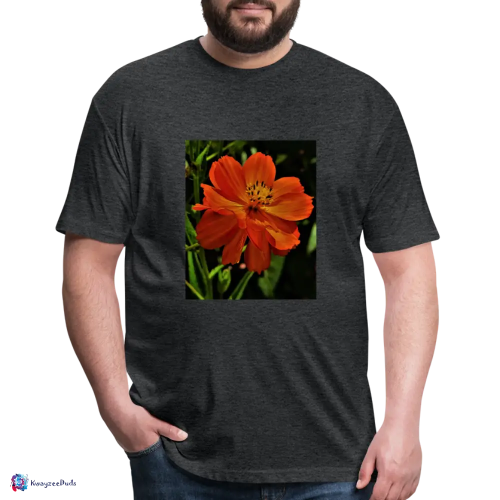 Giverny Sulfur Cosmos Fitted Cotton/Poly T-Shirt by Next Level - heather black