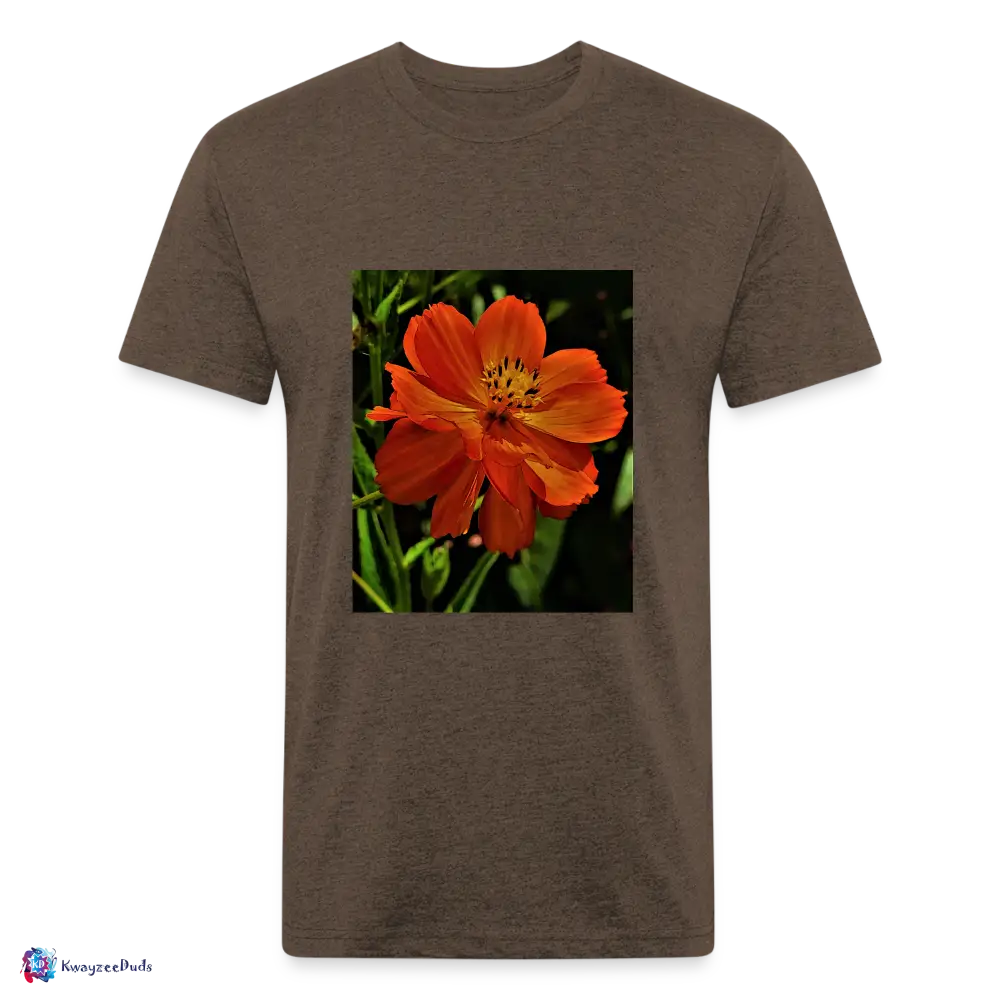 Giverny Sulfur Cosmos Fitted Cotton/Poly T-Shirt by Next Level - heather espresso