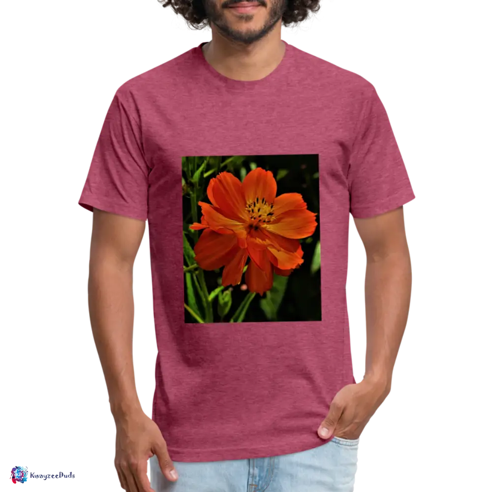 Giverny Sulfur Cosmos Fitted Cotton/Poly T-Shirt by Next Level - heather burgundy