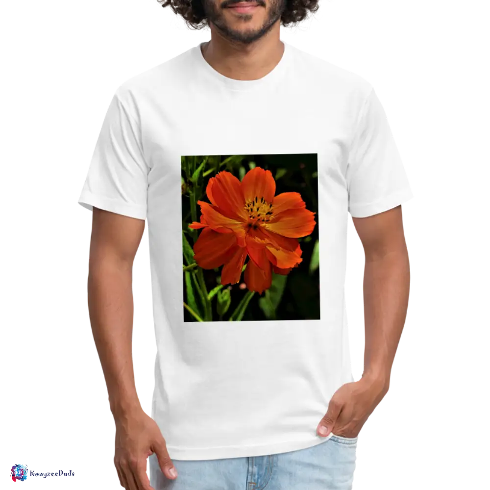 Giverny Sulfur Cosmos Fitted Cotton/Poly T-Shirt by Next Level - white