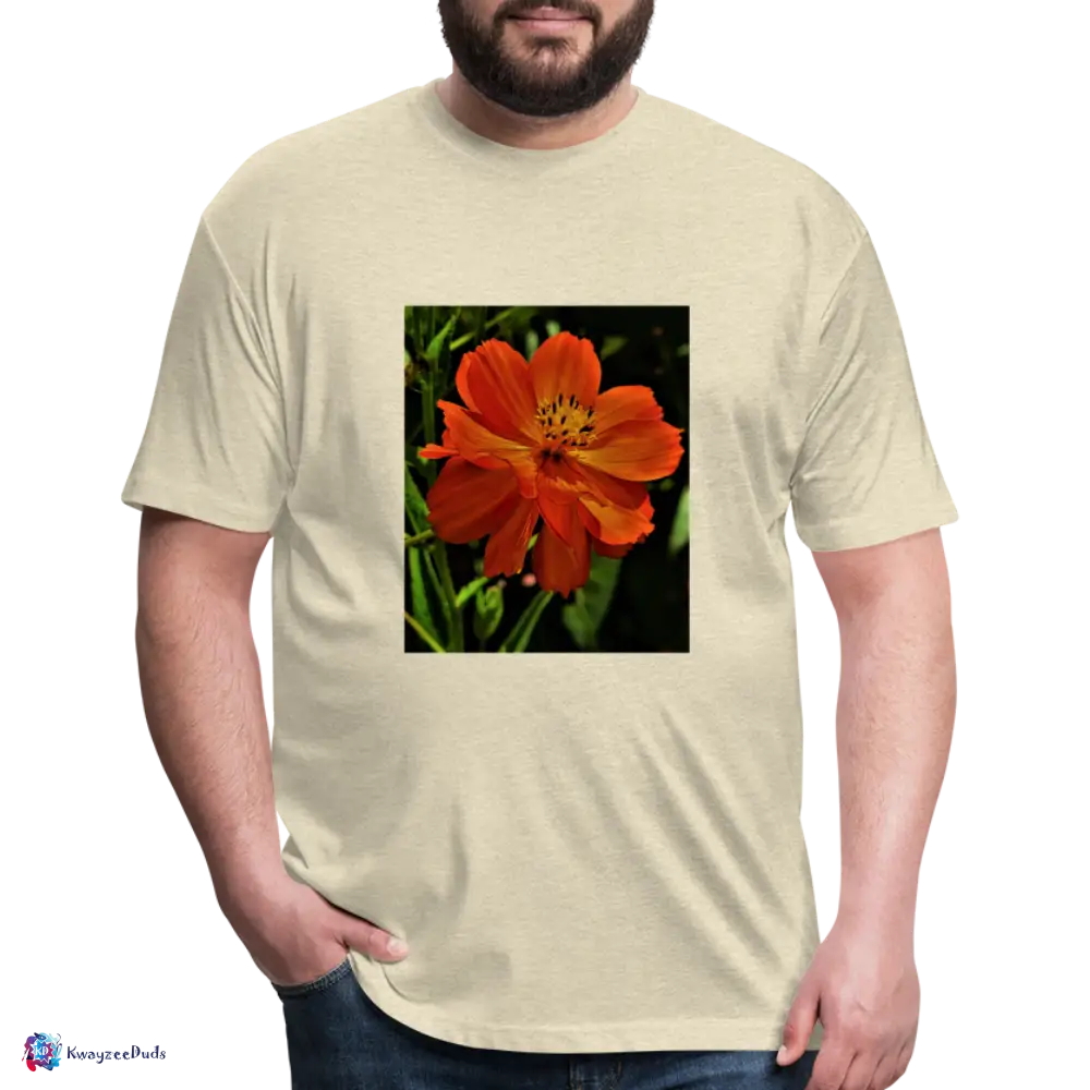 Giverny Sulfur Cosmos Fitted Cotton/Poly T-Shirt by Next Level - heather cream