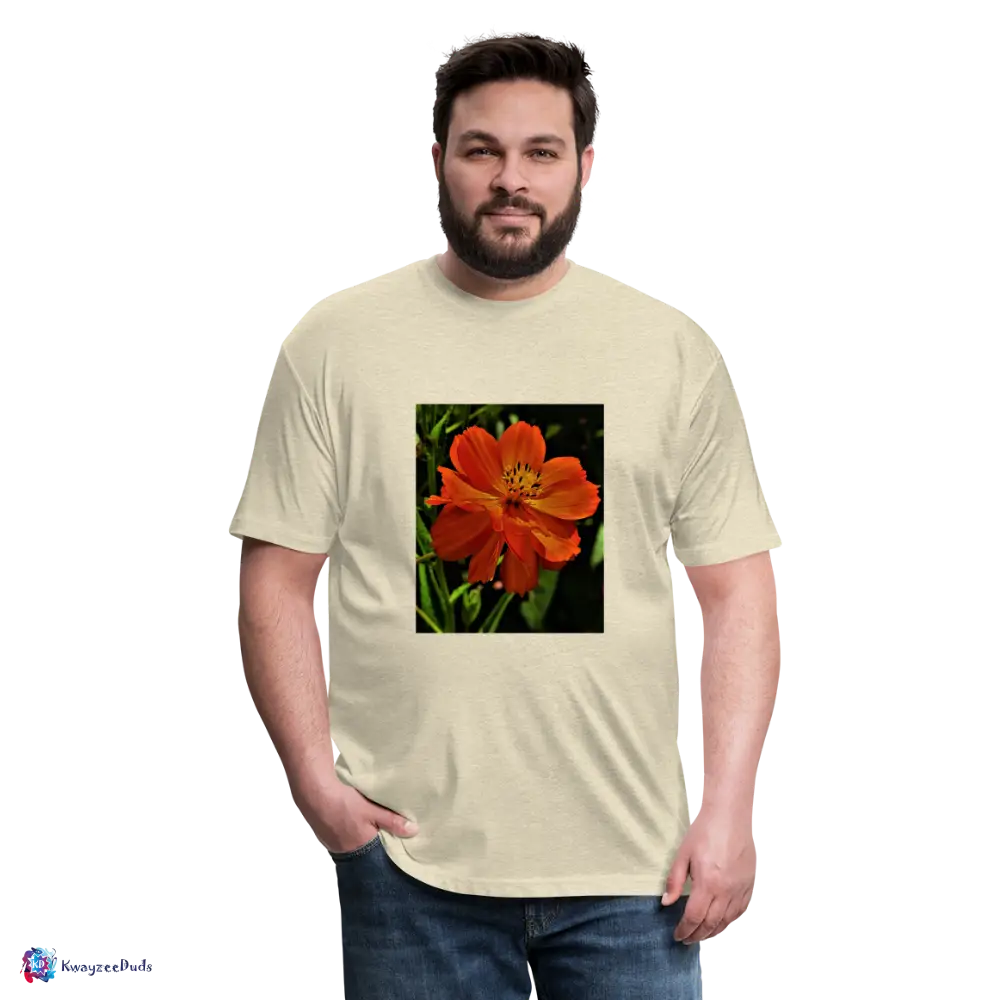 Giverny Sulfur Cosmos Fitted Cotton/Poly T-Shirt by Next Level - heather cream