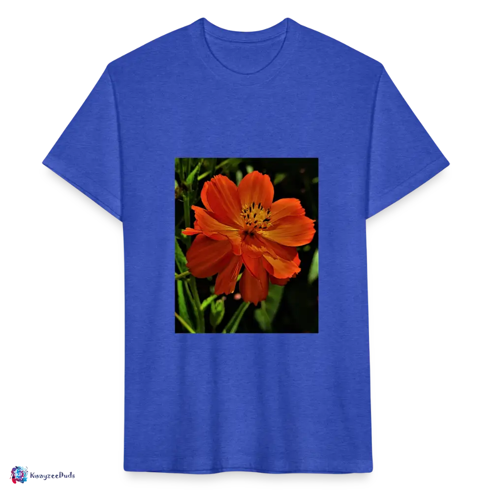 Giverny Sulfur Cosmos Fitted Cotton/Poly T-Shirt by Next Level - heather royal