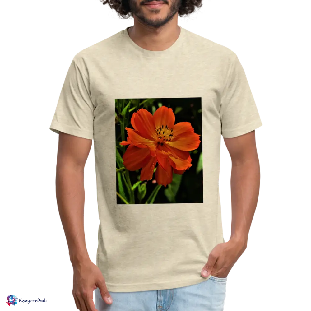 Giverny Sulfur Cosmos Fitted Cotton/Poly T-Shirt by Next Level - heather cream