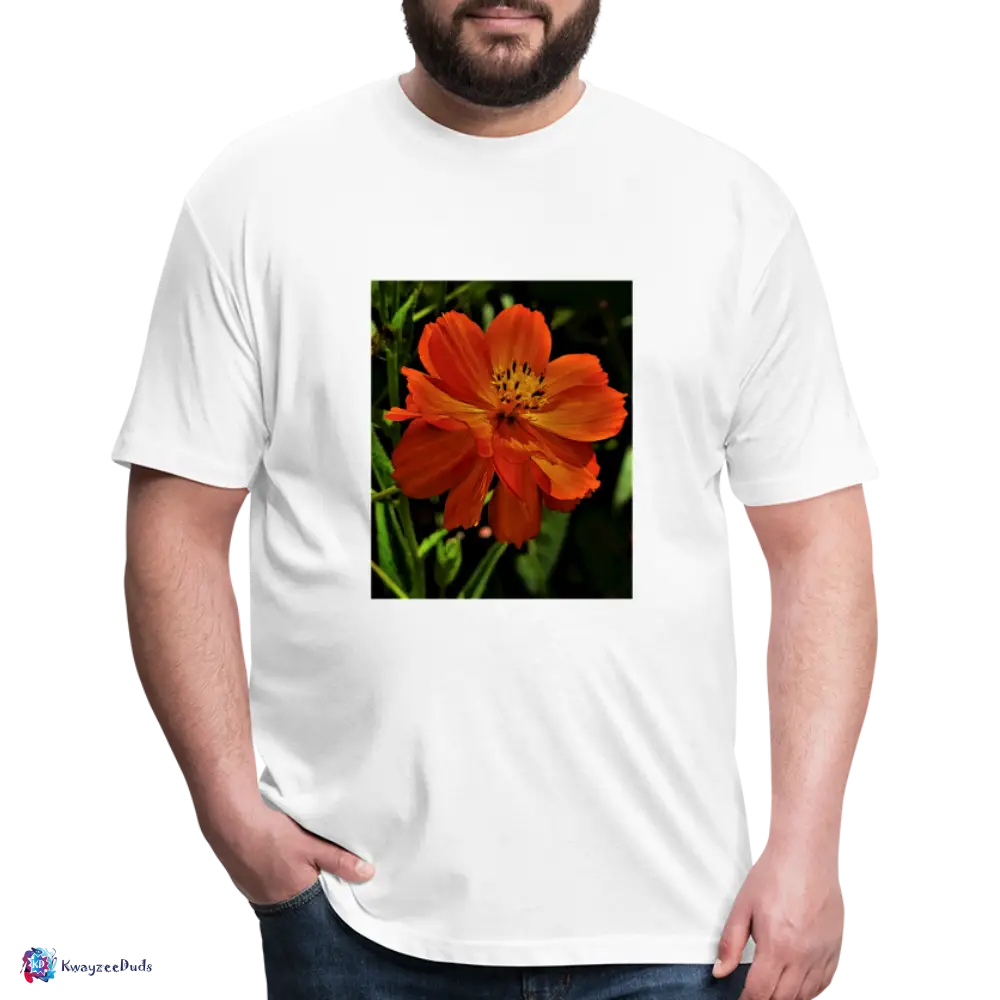 Giverny Sulfur Cosmos Fitted Cotton/Poly T-Shirt by Next Level - white