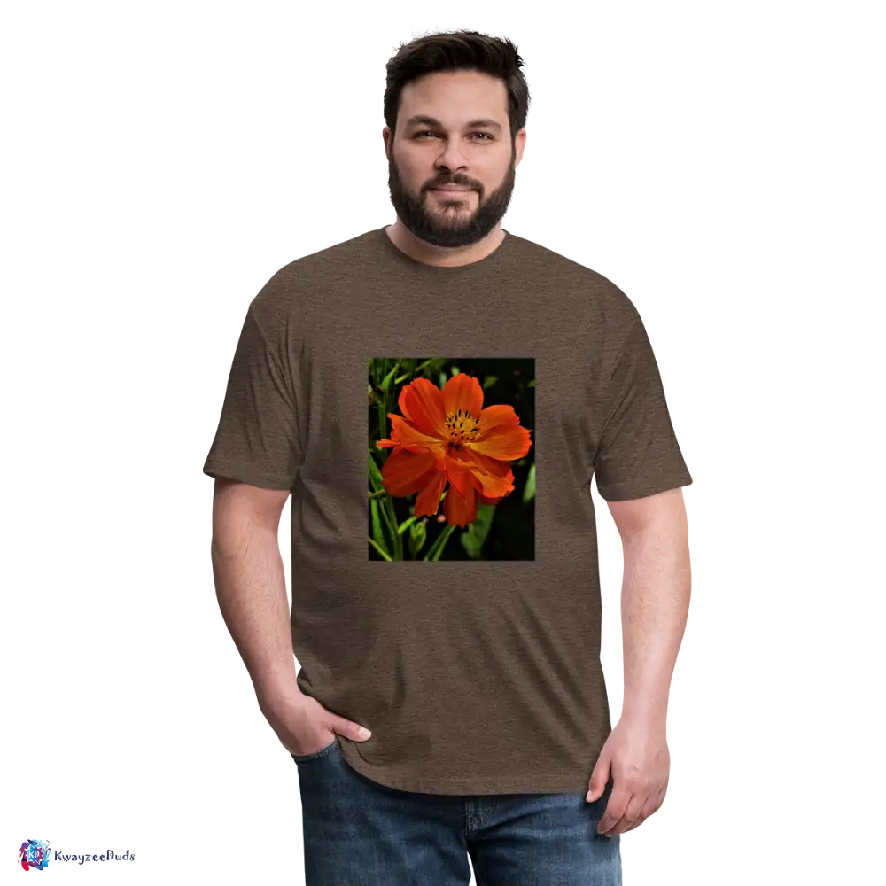 Giverny Sulfur Cosmos Fitted Cotton/Poly T-Shirt by Next Level - heather espresso