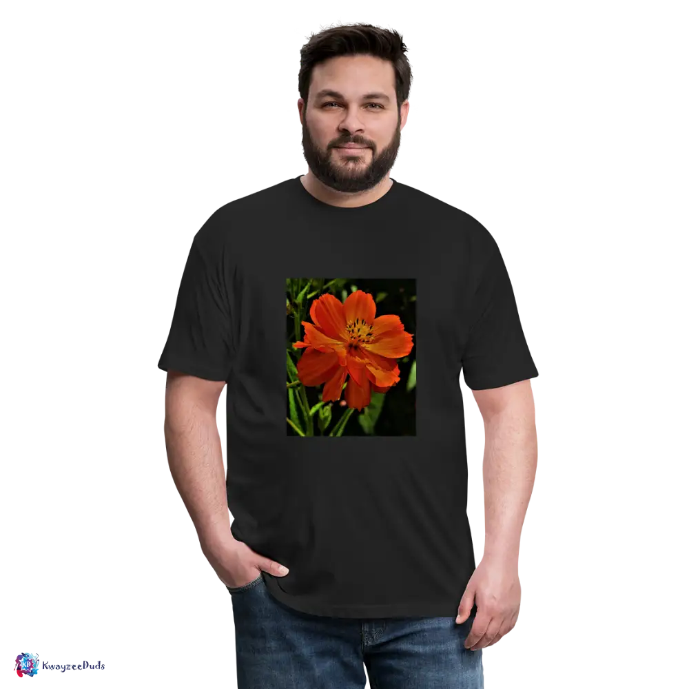 Giverny Sulfur Cosmos Fitted Cotton/Poly T-Shirt by Next Level - black