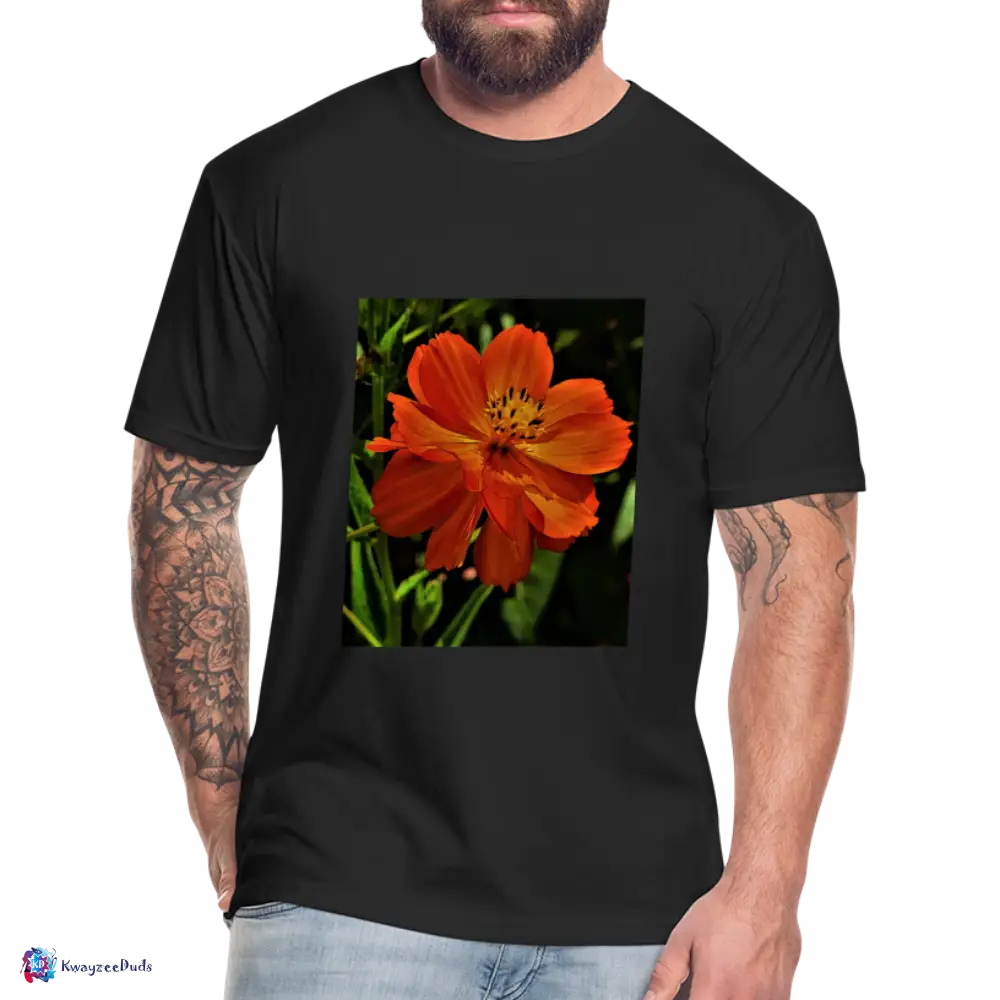 Giverny Sulfur Cosmos Fitted Cotton/Poly T-Shirt by Next Level - black