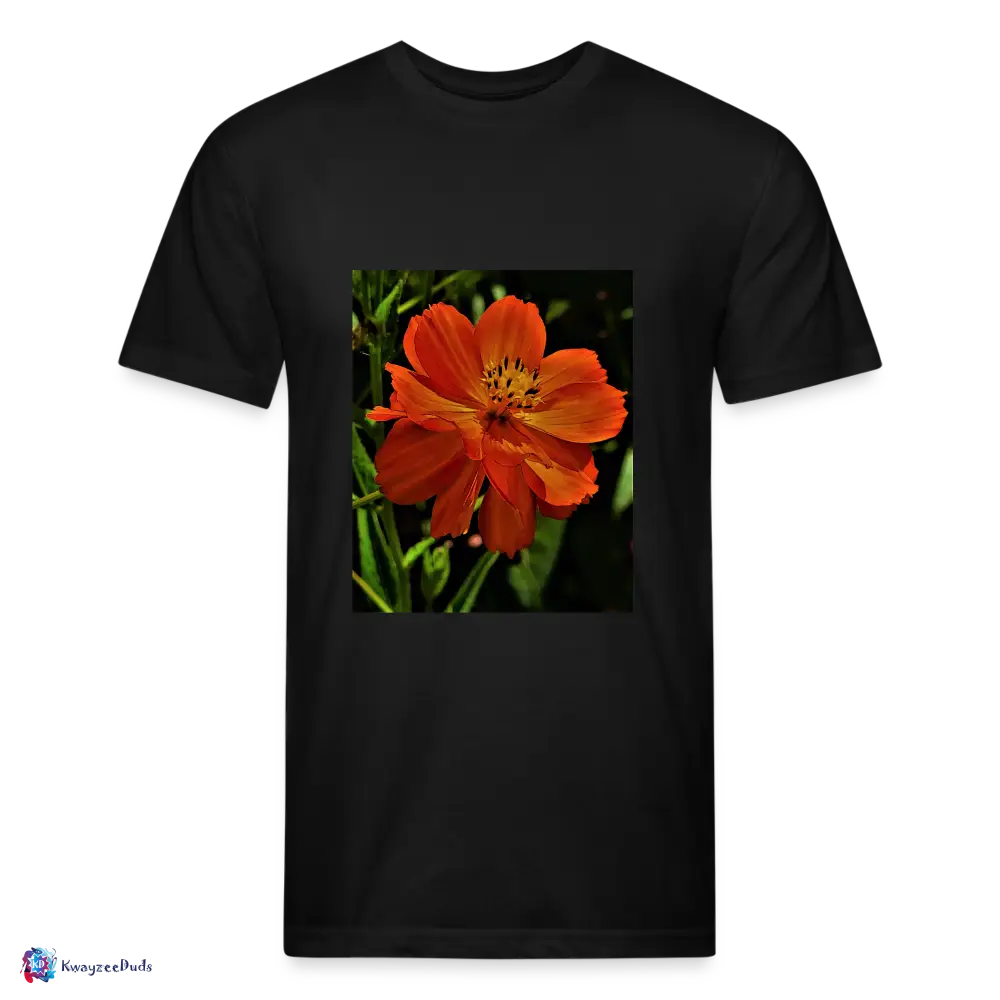 Giverny Sulfur Cosmos Fitted Cotton/Poly T-Shirt by Next Level - black