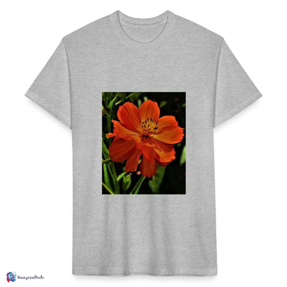 Giverny Sulfur Cosmos Fitted Cotton/Poly T-Shirt by Next Level - heather gray