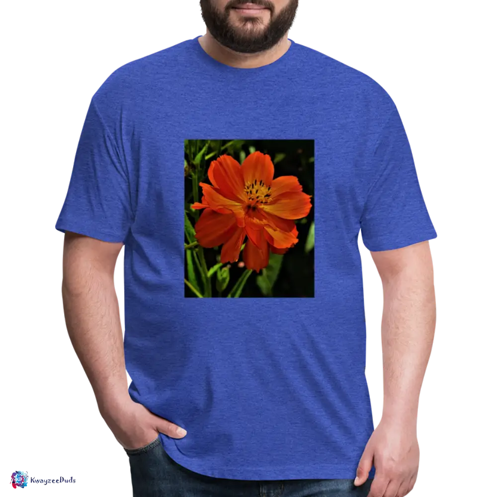 Giverny Sulfur Cosmos Fitted Cotton/Poly T-Shirt by Next Level - heather royal